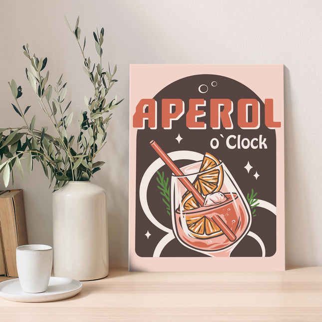 SEO. Holzschild mit Aperol Spritz Motiv - Aperol O Clock - Geschenk für Aperol Liebhaber - Linkreich