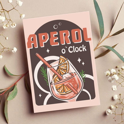 SEO. Holzschild mit Aperol Spritz Motiv - Aperol O Clock - Geschenk für Aperol Liebhaber - Linkreich
