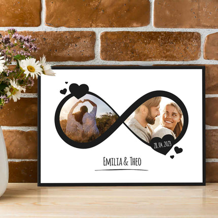 SEO. Holzschild mit Foto Collage - Bis zu 8 Bilder und Namen - Holzbild zum Selbstgestalten - Motiv 2 Linkreich