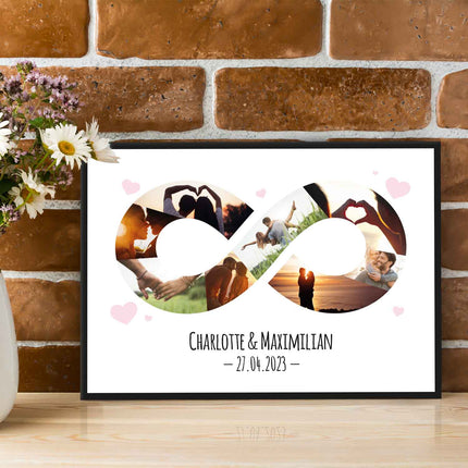 SEO. Holzschild mit Foto Collage - Bis zu 8 Bilder und Namen - Holzbild zum Selbstgestalten - Motiv 1 Linkreich