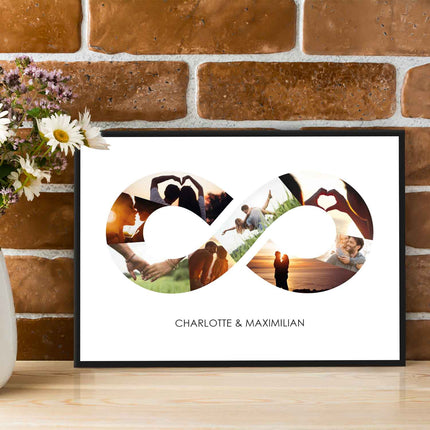 SEO. Holzschild mit Foto Collage - Bis zu 8 Bilder und Namen - Holzbild zum Selbstgestalten - Motiv 3 Linkreich