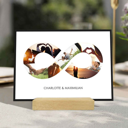 SEO. Holzschild mit Foto Collage - Bis zu 8 Bilder und Namen - Holzbild zum Selbstgestalten - Motiv 1 Linkreich