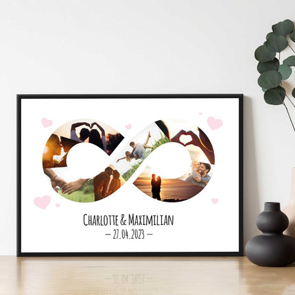SEO. Holzschild mit Foto Collage - Bis zu 8 Bilder und Namen - Holzbild zum Selbstgestalten - Motiv 1 Linkreich