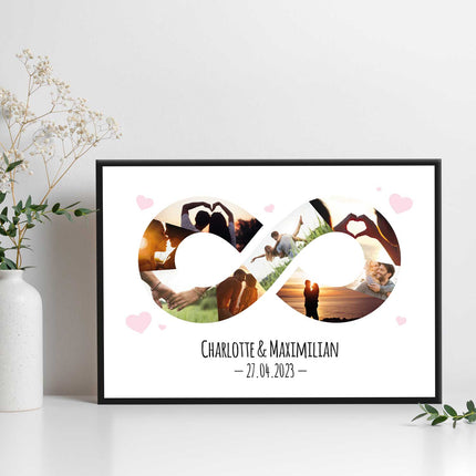 SEO. Holzschild mit Foto Collage - Bis zu 8 Bilder und Namen - Holzbild zum Selbstgestalten - Motiv 1 Linkreich