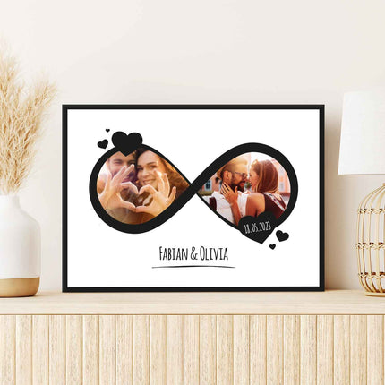 SEO. Holzschild mit Foto Collage - Bis zu 8 Bilder und Namen - Holzbild zum Selbstgestalten - Motiv 2 Linkreich