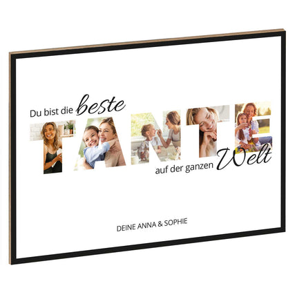 SEO. Holzschild mit Foto - Familie - Fotoschriftzug mit Namen zum Selbstgestalten - Tante Linkreich