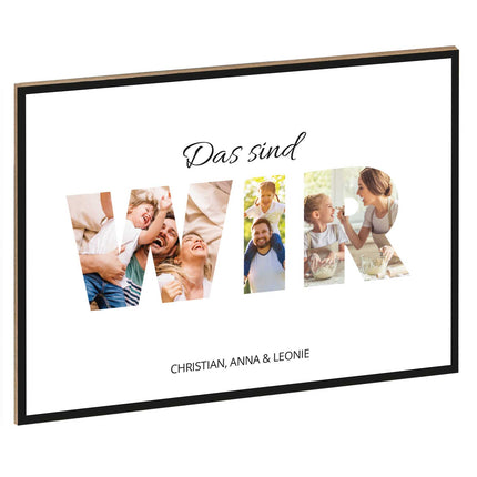 SEO. Holzschild mit Foto - Familie - Fotoschriftzug mit Namen zum Selbstgestalten - Wir Linkreich
