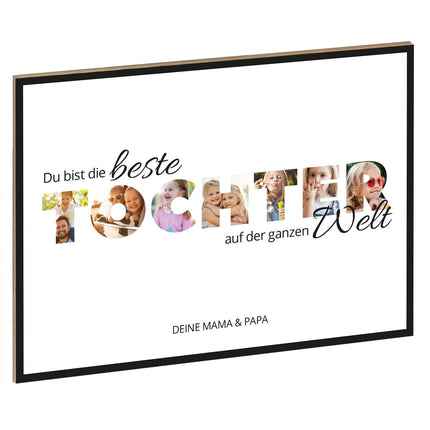 SEO. Holzschild mit Foto - Familie - Fotoschriftzug mit Namen zum Selbstgestalten - Tochter Linkreich