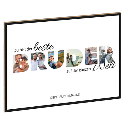 SEO. Holzschild mit Foto - Familie - Fotoschriftzug mit Namen zum Selbstgestalten - Bruder Linkreich
