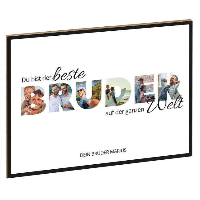 SEO. Holzschild mit Foto - Familie - Fotoschriftzug mit Namen zum Selbstgestalten - Bruder Linkreich