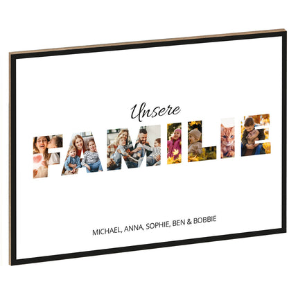 SEO. Holzschild mit Foto - Familie - Fotoschriftzug mit Namen zum Selbstgestalten - Familie Linkreich