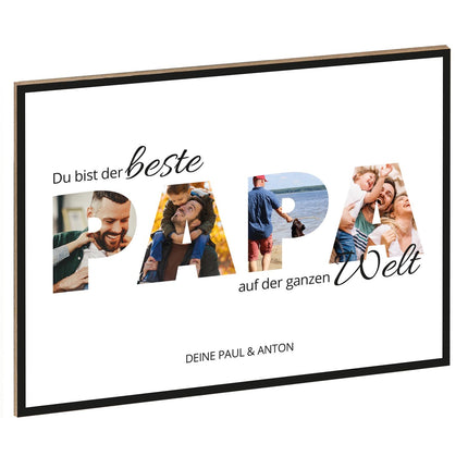 SEO. Holzschild mit Foto - Familie - Fotoschriftzug mit Namen zum Selbstgestalten - Papa Linkreich