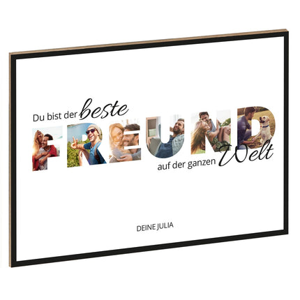 SEO. Holzschild mit Foto - Freunde - Fotoschriftzug mit Namen zum Selbstgestalten - Freund Linkreich