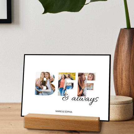 SEO. Holzschild mit Foto - Freunde - Fotoschriftzug mit Namen zum Selbstgestalten - BFF Linkreich