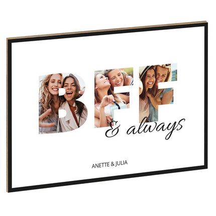 SEO. Holzschild mit Foto - Freunde - Fotoschriftzug mit Namen zum Selbstgestalten - BFF Linkreich