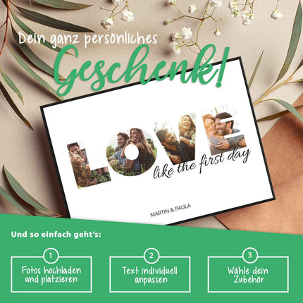 SEO. Holzschild mit Foto - Love - Fotoschriftzug mit Namen zum Selbstgestalten - Linkreich
