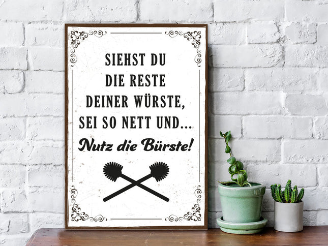 SEO. Holzschild mit Spruch - Nutz die Bürste - Linkreich