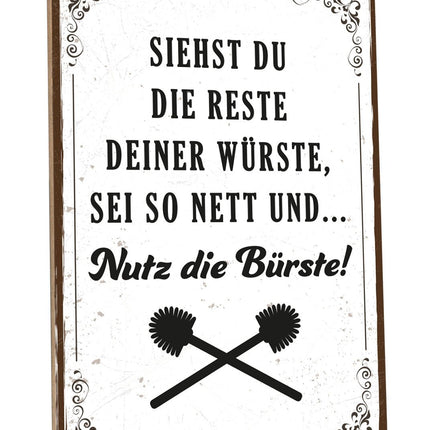 SEO. Holzschild mit Spruch - Nutz die Bürste - Linkreich