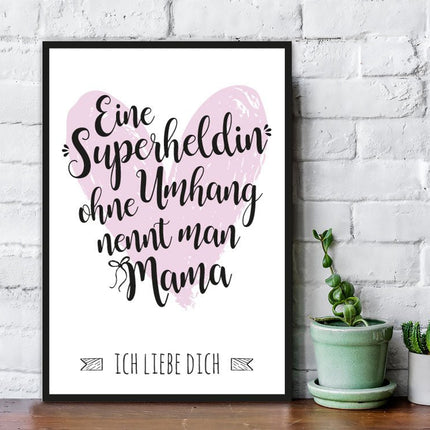 SEO. Holzschild mit Spruch Superhelden ohne Umhang Mama - Linkreich