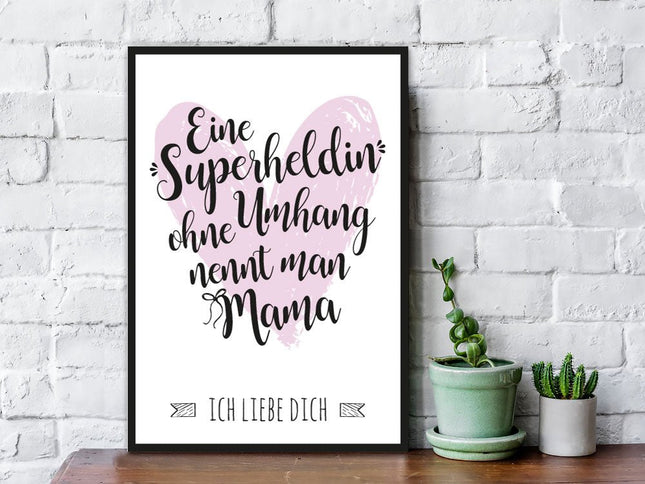 SEO. Holzschild mit Spruch Superhelden ohne Umhang Mama - Linkreich