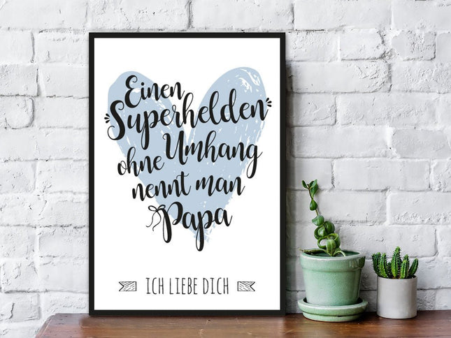 SEO. Holzschild mit Spruch Superhelden ohne Umhang Papa - Linkreich