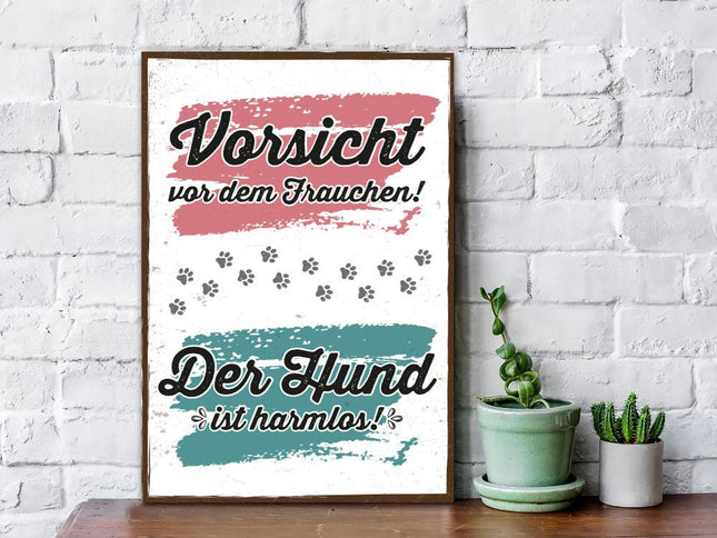 SEO. Holzschild mit Spruch - Vorsicht vor dem Frauchen - Linkreich