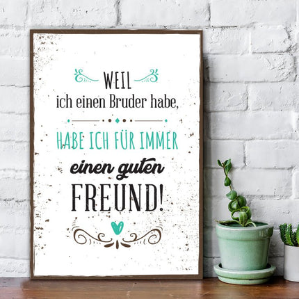 SEO. Holzschild Weil ich einen Bruder habe - Linkreich