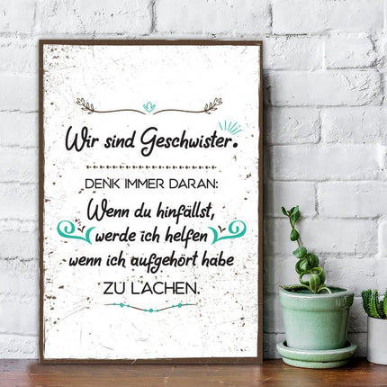 SEO. Holzschild Wir sind Geschwister - Linkreich
