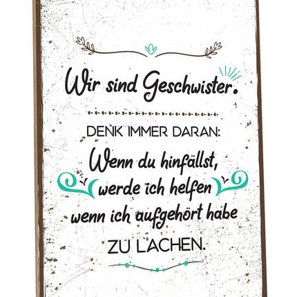 SEO. Holzschild Wir sind Geschwister - Linkreich