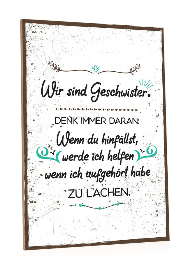 SEO. Holzschild Wir sind Geschwister - Linkreich