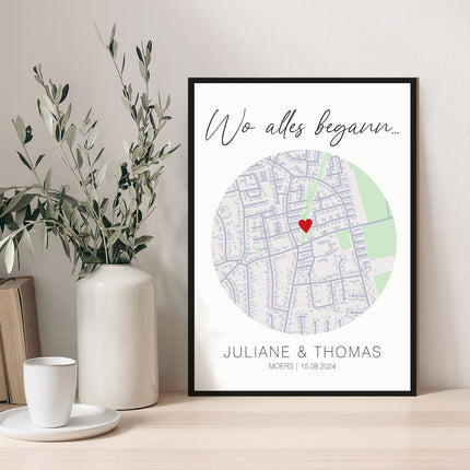 SEO. Holzschild "Wo alles begann" - Personalisiertes Geschenk mit Wunschkoordinaten - Linkreich