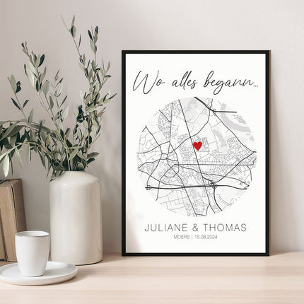 SEO. Holzschild "Wo alles begann" - Personalisiertes Geschenk mit Wunschkoordinaten - Linkreich