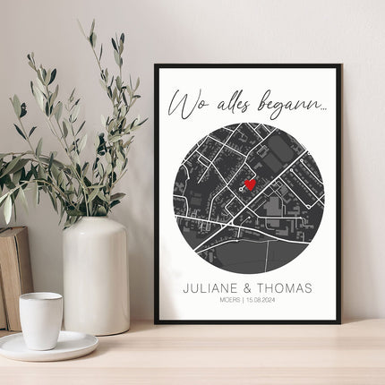 SEO. Holzschild "Wo alles begann" - Personalisiertes Geschenk mit Wunschkoordinaten - Linkreich