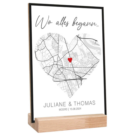 SEO. Holzschild "Wo alles begann" - Personalisiertes Geschenk mit Wunschkoordinaten - Linkreich