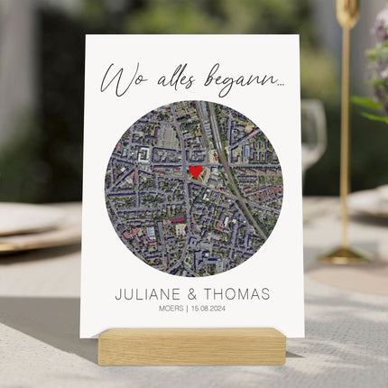 SEO. Holzschild "Wo alles begann" - Personalisiertes Geschenk mit Wunschkoordinaten - Linkreich