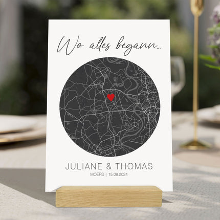 SEO. Holzschild "Wo alles begann" - Personalisiertes Geschenk mit Wunschkoordinaten - Linkreich