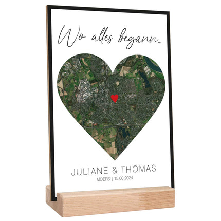 SEO. Holzschild "Wo alles begann" - Personalisiertes Geschenk mit Wunschkoordinaten - Linkreich