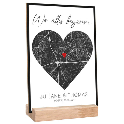 SEO. Holzschild "Wo alles begann" - Personalisiertes Geschenk mit Wunschkoordinaten - Linkreich