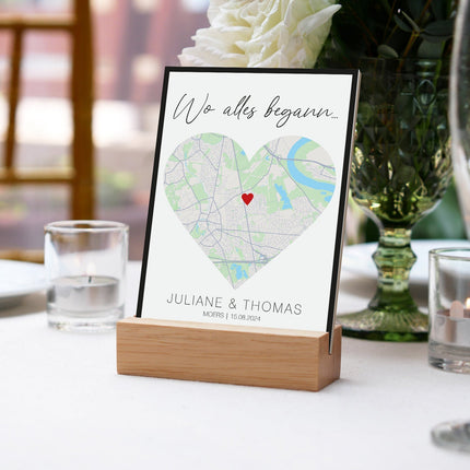 SEO. Holzschild "Wo alles begann" - Personalisiertes Geschenk mit Wunschkoordinaten - Linkreich