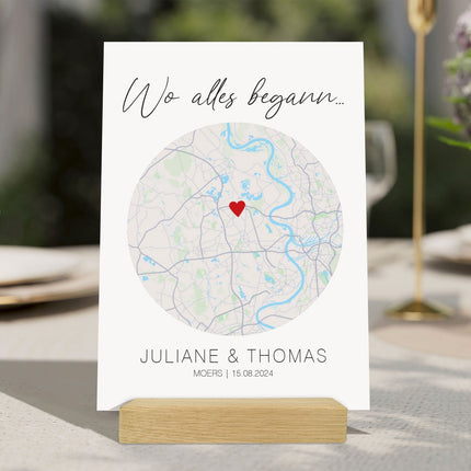 SEO. Holzschild "Wo alles begann" - Personalisiertes Geschenk mit Wunschkoordinaten - Linkreich