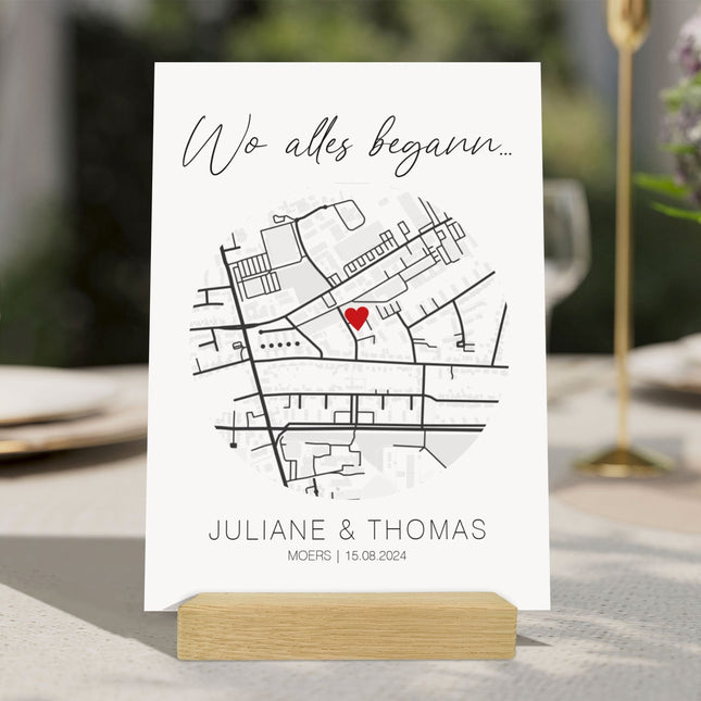 SEO. Holzschild "Wo alles begann" - Personalisiertes Geschenk mit Wunschkoordinaten - Linkreich