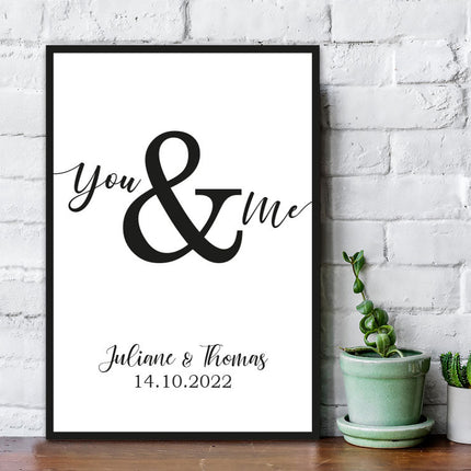 SEO. Holzschild You & Me mit Namen & Datum - Linkreich