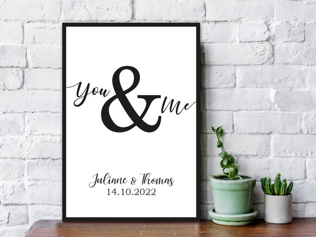 SEO. Holzschild You & Me mit Namen & Datum - Linkreich