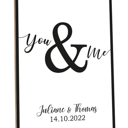 SEO. Holzschild You & Me mit Namen & Datum - Linkreich