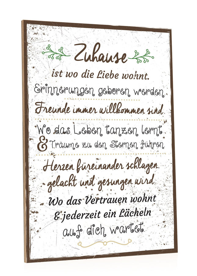 SEO. Holzschild Zuhause ist wo die Liebe wohnt - Linkreich