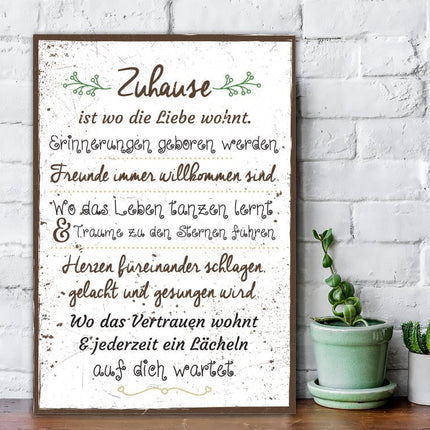 SEO. Holzschild Zuhause ist wo die Liebe wohnt - Linkreich