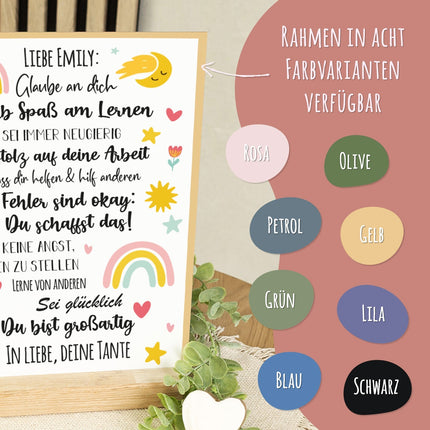 SEO. Holzschild zur Einschulung - Bunt - Einschulungsmutmacher - Linkreich
