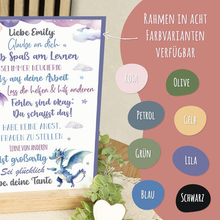 SEO. Holzschild zur Einschulung - Drache - Einschulungsmutmacher - Linkreich