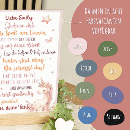 SEO. Holzschild zur Einschulung - Einhorn - Einschulungsmutmacher - Linkreich