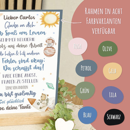 SEO. Holzschild zur Einschulung - Weltall - Einschulungsmutmacher - Linkreich